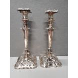 TALL AND IMPRESSIVE 12 1/2" SILVER PLATED CANDLESTICKS WITH DETACHABLE SCONCES