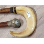 2 GENTS WALKING STICKS 1 WITH HORN HANDLE ETC