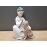 LLADRO FIGURE 4522 BOY WITH DOG AND ORIGINAL BOX