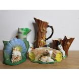 5 PIECES OF HORNSEA FAUNA ROYAL INC SPILL JUGS