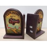 PAIR OF HAND PAINTED CAPT JACOBS FLYING CLUB BOOKENDS