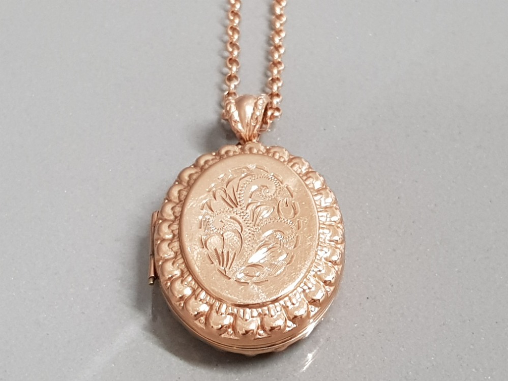 9CT ROSE GOLD BEAUTIFUL LOCKET AND CHAIN 18.2G
