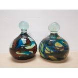 PAIR OF MDINA EARTH SAND AND SEA PAWN TYPE PAPERWEIGHTS