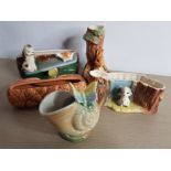 5 PIECES OF FAUNA INCLUDES PLAYTIME AND BUTTERFLY SHELL BY HORNSEA POTTERY
