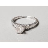 18CT WHITE GOLD DIAMOND SOLITAIRE RING APX .75CT 3G SIZE N