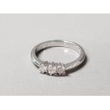 9CT WHITE GOLD DIAMOND 3 STONE RING APX .25CT 2.6G SIZE L