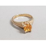 9CT GOLD CITRINE SOLITAIRE RING 4.2G SIZE N1/2