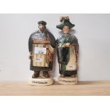 PAIR OF RUSSIAN FOLK ART POTTERY FIGURES