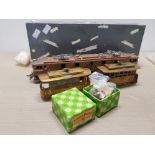 BOXED KAWAI MODEL TRAIN ENGINE AND 2 BRASS CARRIAGES WITH MOTOR AND ORIGINAL BOX