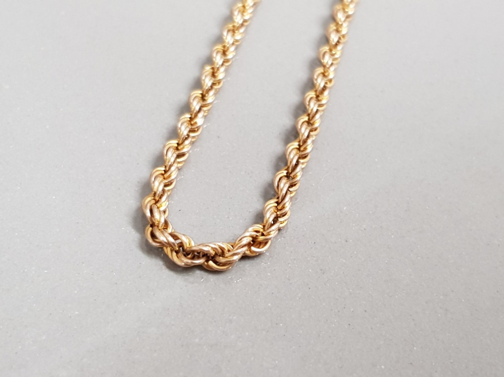 9CT GOLD 18" ROPE CHAIN 5.7G - Image 2 of 2