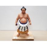 LARGE JAPANESE HAKATA URASAKI SUMO WRESTLER WITH KATANA