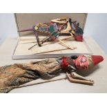 PAIR OF INDONESIAN HAND PAINTED WOODEN PUPPETS BY XFAM