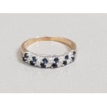 9CT GOLD SAPPHIRE & DIAMOND 2 ROW BAND 2.3G SIZE P