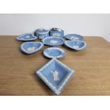 9 PIECES OF WEDGWOOD INC CARD SET 4 ASH TRAYS LIGHTER AND COASTERS