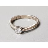 18CT WHITE GOLD DIAMOND SOLITAIRE RING APX .25CT 2.7G SIZE M1/2