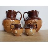 2 LARGE AND 2 SMALL DOULTON STONEWARE HARVEST JUGS