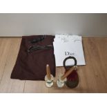 A BARBOUR SKIRT SIZE 14 A PAIR OF MODERN CRYSTAL CANDLESTICKS TOGETHER WITH 8 DIOR GIFT BAGS