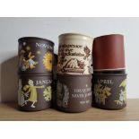 6 HORNSEA ART POTTERY MUGS INC THE QUEENS SILVER JUBILEE AND SING A SONG OF SIXPENCE ETC