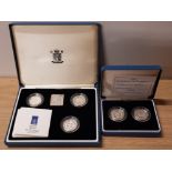 5 UK SILVER PROOF 1 POUND COINS HOUSED IN 2 ORIGINAL CASES