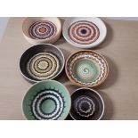 6 HORNSEA POTTERY MURAMIC NUT DISHES