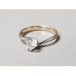 9CT GOLD DIAMOND SOLITAIRE RING APX .25CT 2.2G SIZE L