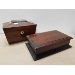 MAHOGANY TEA CADDY PLUS ONE OTHER LIDDED BOX NA