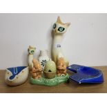 5 PIECES OF CLAPPISON HORNSEA POTTERY FAUNA CRUET