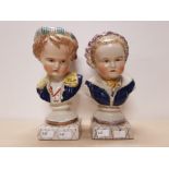 2 STAFFORDSHIRE STYLE CHILD BUSTS
