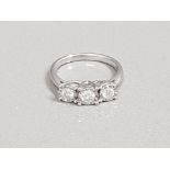 9CT WHITE GOLD DIAMOND 3 STONE RING APX .33CT 2.6G SIZE I1/2