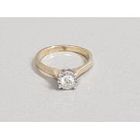9CT GOLD DIAMOND SOLITAIRE RING 2.4G SIZE K1/2
