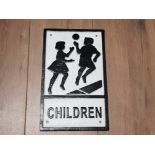 CAST METAL CHILDREN SIGN