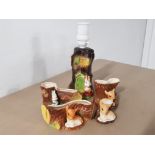 5 PIECES OF HORNSEA POTTERY INCLUDING FAUNA TABLE LAMP