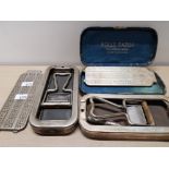 2 VINTAGE SILVER PLATED ROLLS RAZORS 1 WITH ORIGINAL CASE