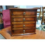 4 DRAWER MAHOGANY COLLECTORS CABINET WITH BRASS HANDLES