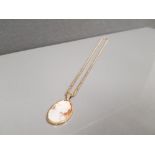 9CT GOLD CAMEO PENDANT AND ROPE CHAIN 5.9G