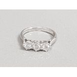 18CT WHITE GOLD 3 STONE DIAMOND RING 2.8G SIZE I1/2