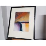 ORIGINAL DAWN ROSSITER 2007 DESERT ROAD WATERCOLOUR AND PASTEL PAINTING