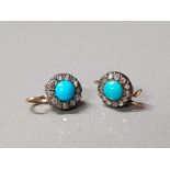 9CT GOLD TURQUOISE DIAMOND EARRINGS 2G