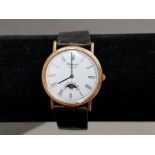 GOLD CHOPARD QUARTZ WATCH BLACK LEATHER STRAP GOOD WORKING ORDER