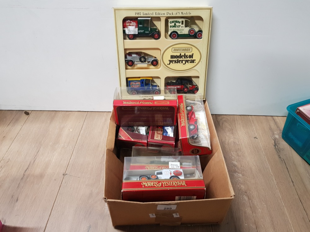 A BOX OF MISC DIE CAST VEHICLES ALL STILL BOXED INCLUDES MATCHBOX ETC