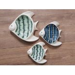 3 HORNSEA POTTERY MURAMIC FISH DISHES BY JOHN CLAPPISON