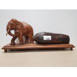HAND CARVED AFRICAN CARVING OF AN ELEPHANT