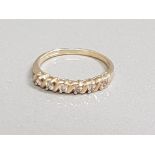 9CT GOLD CZ 5 STONE RING 1.9G SIZE O
