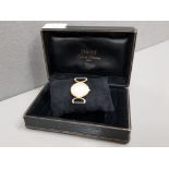 GOLD PIAGET WATCH BLACK LEATHER STRAP WIND UP GOOD WORKING ORDER