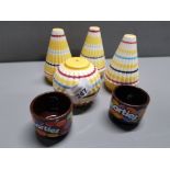 HORNSEA POTTERY JOHN CLAPPISON SALT AND PEPPER SHAKERS 1 WITH ROUND SALT PLUS 2 SMARTIES EGG CUPS