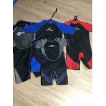 2 OSPREY WETSUITS TOGETHER WITH 2 HAMMERHEAD WETSUITS