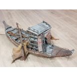 INTRICATELY SCRATCH BUILT VINTAGE OR ANTIQUE CHINESE JUNK FOR RESTORATION