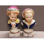 2 STAFFORDSHIRE STYLE CHILDRENS BUSTS GIRL AND BOY