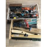 2 BOXES OF TOOLS INC CLAMPS CIRCULAR SAW ETC