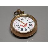 BRASS POCKET WATCH MARKED ON REVERSE MADE FOR THE ROYAL NAVY LONDON WORKING ORDER